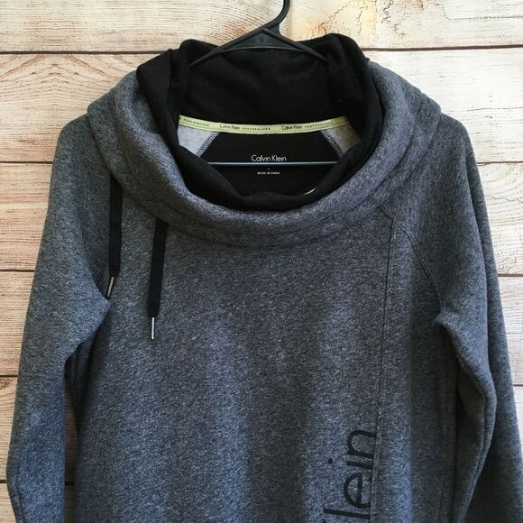 EXCELLENT CONDITION CALVIN KLEIN PERFORMANCE COWL NECK SWEATSHIRT IN GRAY - Picture 2 of 5